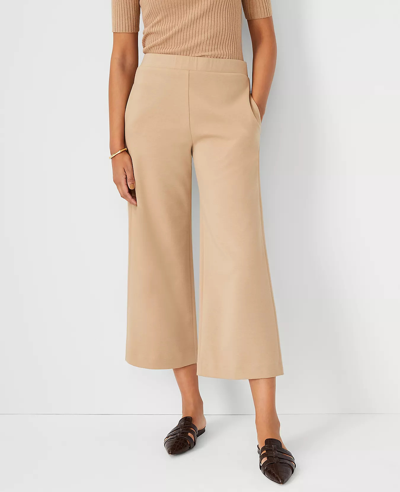 The Petite Knit Wide Leg Crop Pant | Ann Taylor | Ann Taylor (US)