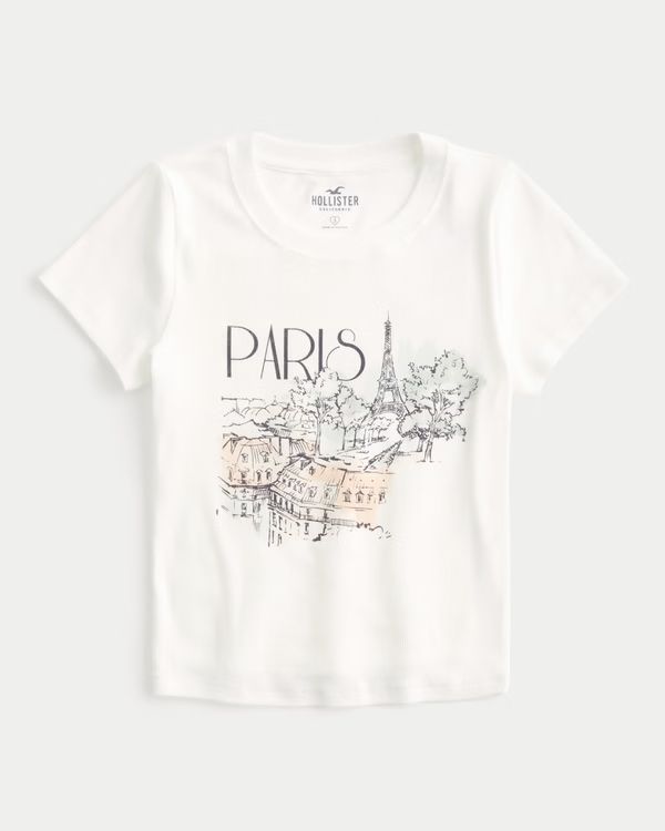 Women's Paris Graphic Crop Baby Tee | Women's Clearance | HollisterCo.com | Hollister (US)