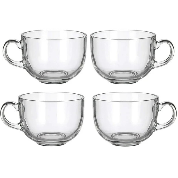 4 Pack Multipurpose Gourmet Coffee Tea Mugs 480 ML-Thick Clear Glass With Handle For Perfect Espr... | Walmart (US)