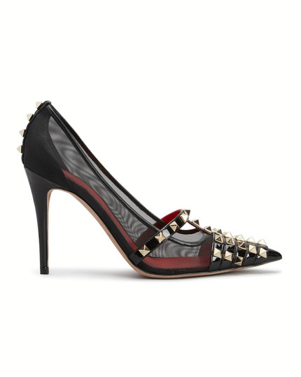 Click for more info about Valentino Garavani Alcove Rockstud Patent Mesh Pumps