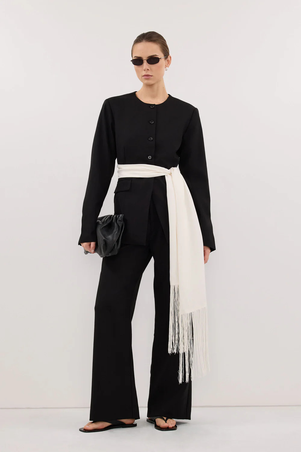 CYRUS BLACK COLLARLESS BLAZER | DISSH