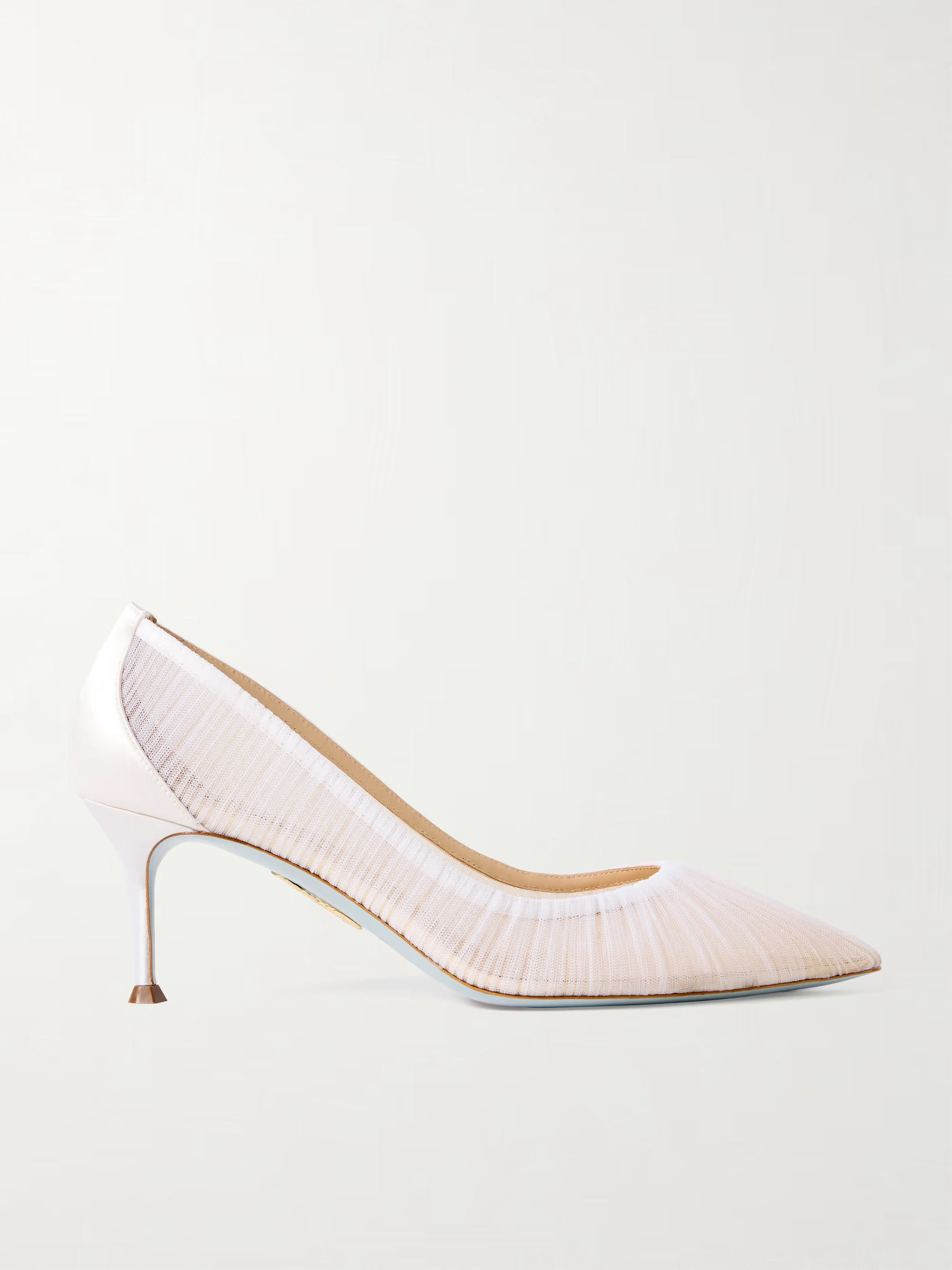 65 satin-trimmed ruched tulle point-toe pumps | NET-A-PORTER (US)