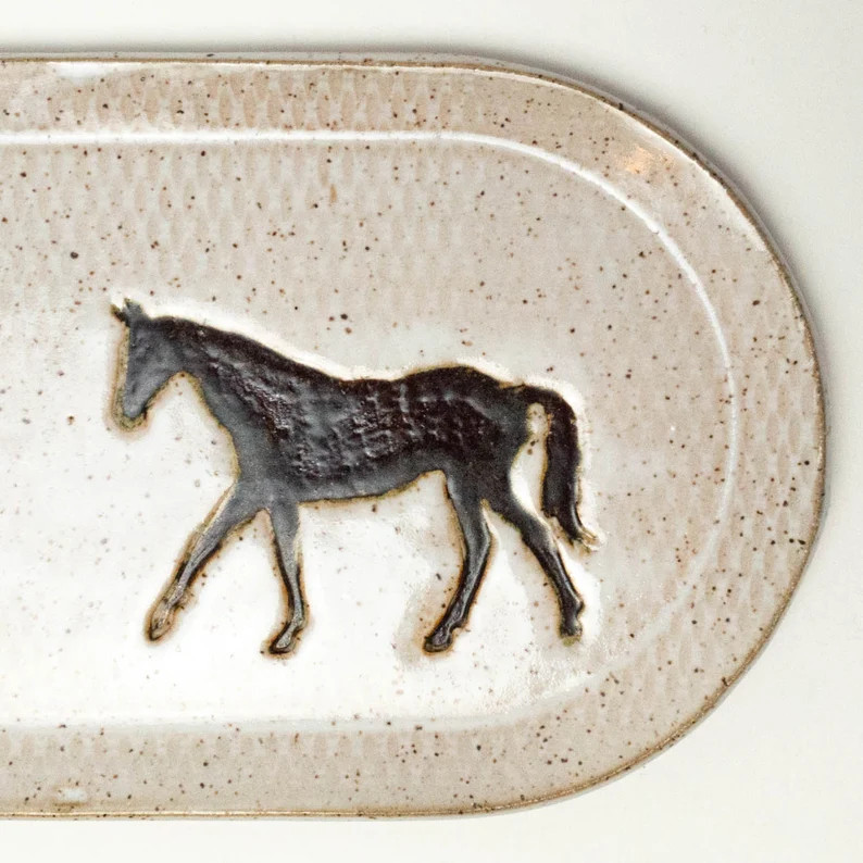 Brown Horse Handmade Oval Ceramic White Serving Platter / Dish | Etsy (Global)