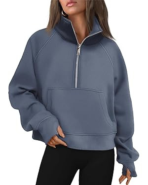AUTOMET Womens Sweatshirts Half Zip Cropped Pullover Fleece Quarter Zipper Hoodies 2024 Fall Fash... | Amazon (US)