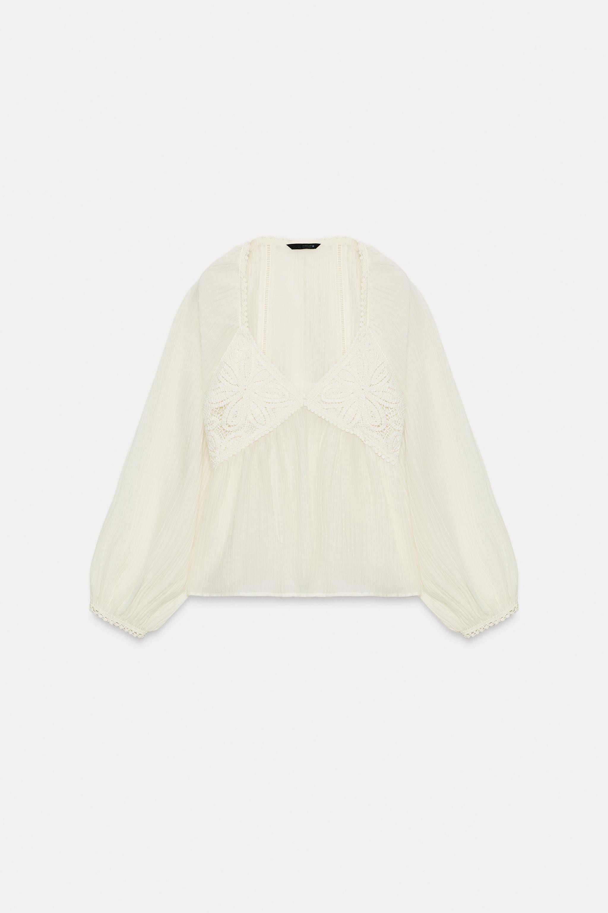 CROCHET CONTRAST BLOUSE | Zara US