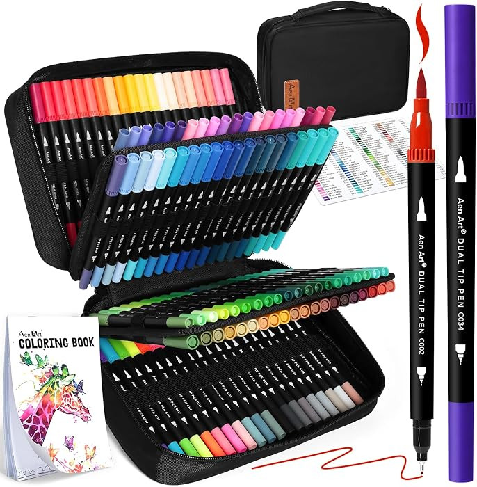 120 Colors Dual Tip Brush Pens Art Markers for Adult Coloring Books, Artist Drawing Sketch Marker... | Amazon (US)