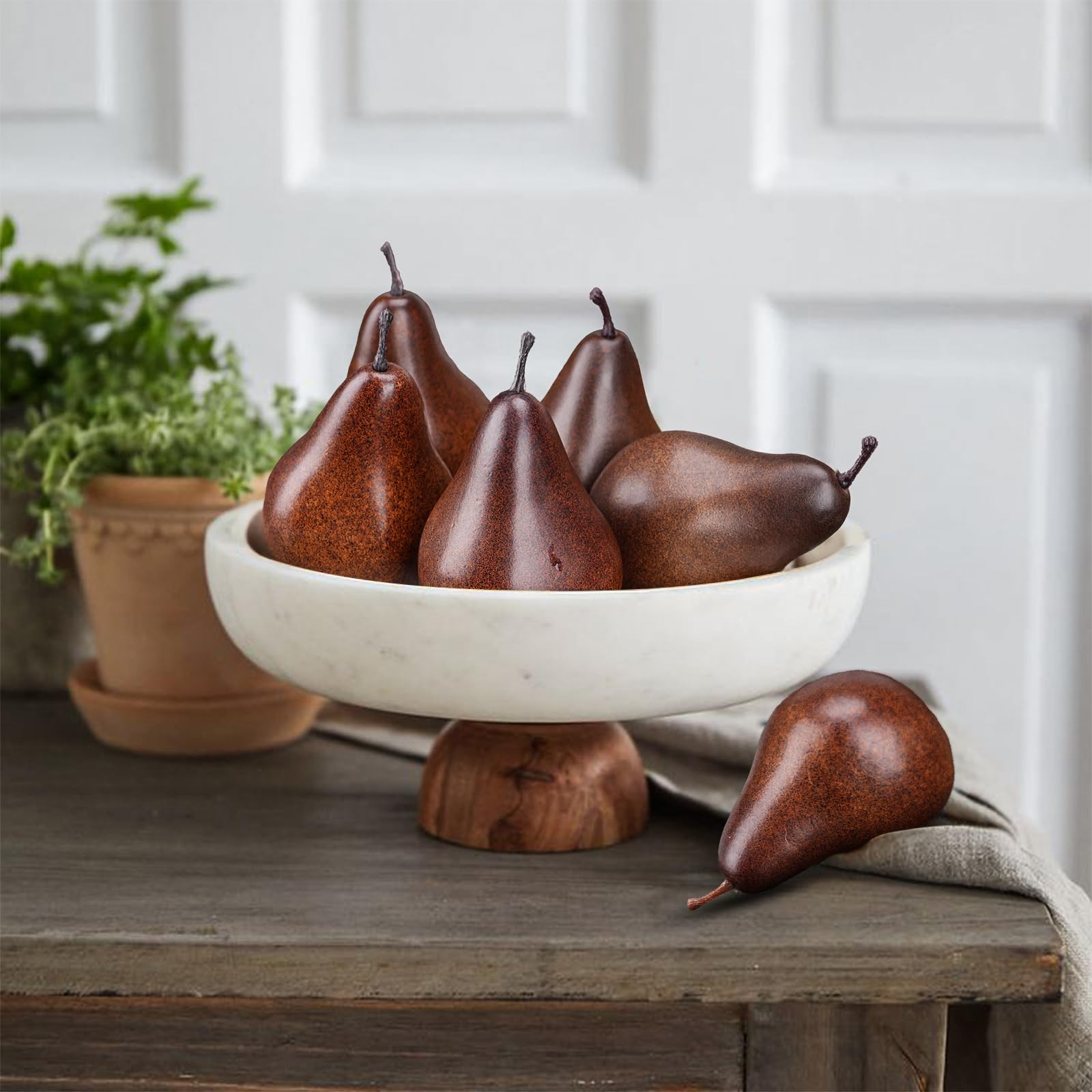 6PCS Fake Brown Pear Artificial Lifelike Fake Fruits Decorative for Kitchen Party Home Ornament H... | Amazon (US)