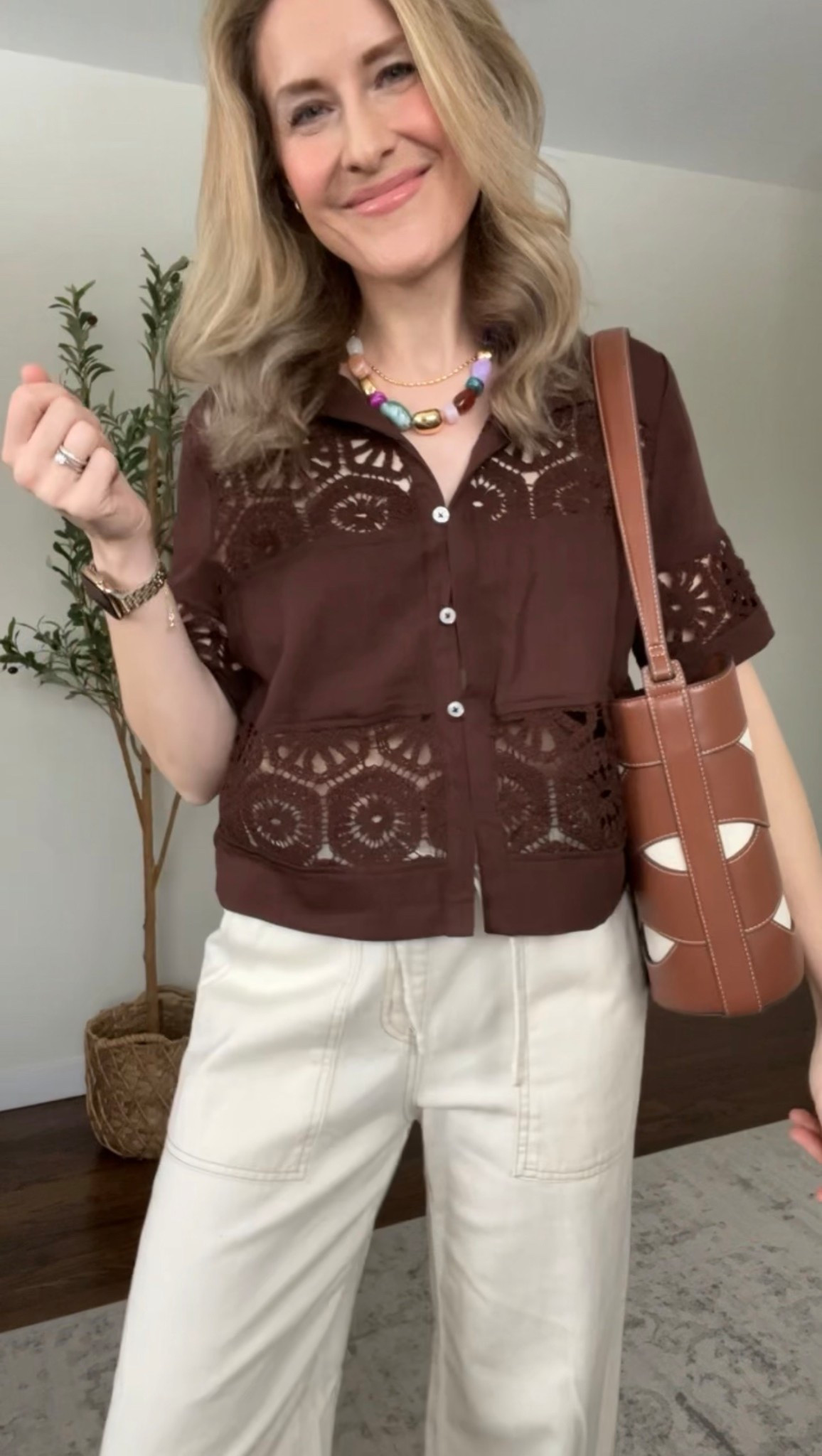 Walmart crochet top size medium, drawstring jeans that look like Gap, fit tts. #walmartfashion 