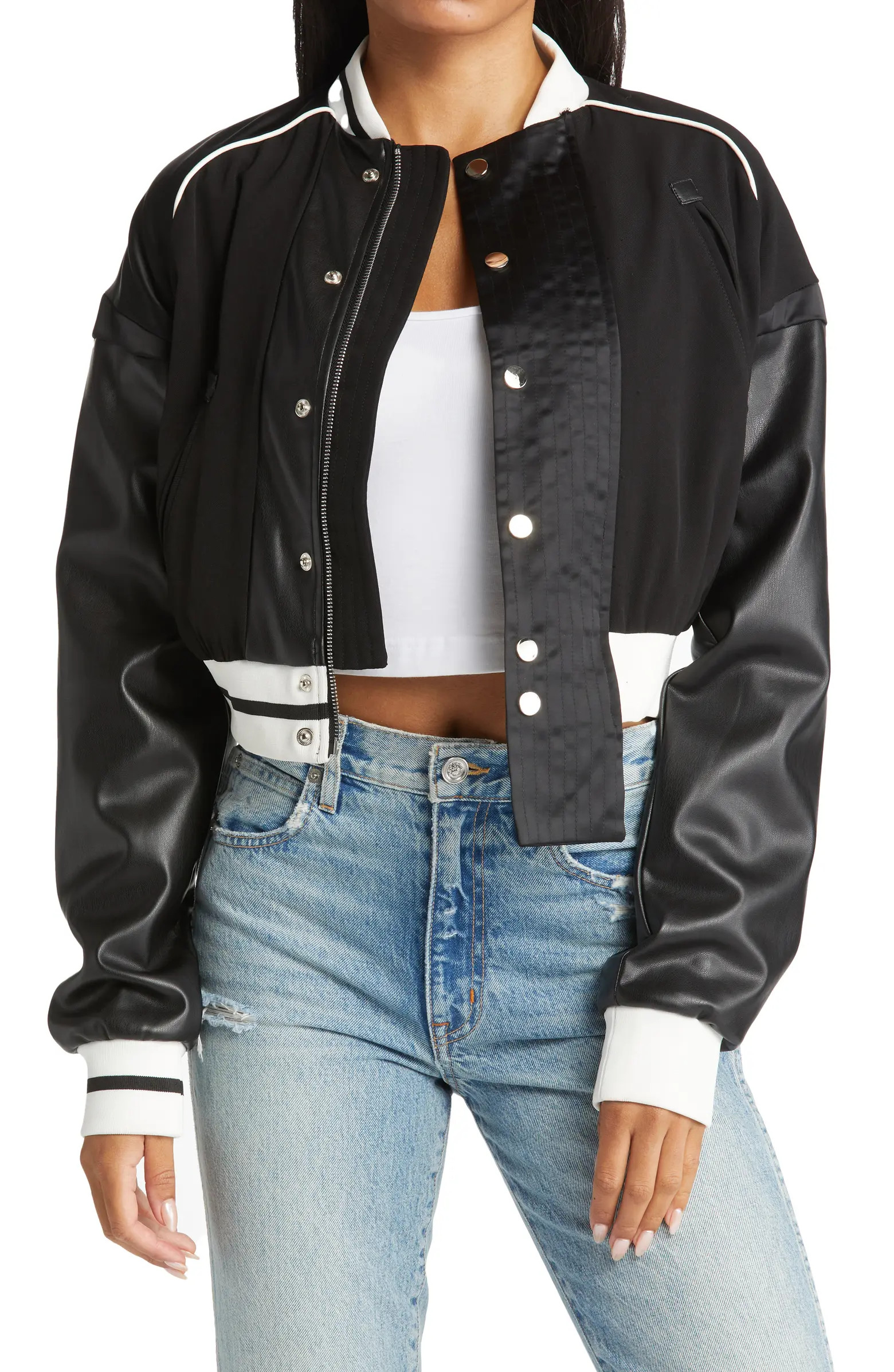 Mixed Media Bomber Jacket | Nordstrom