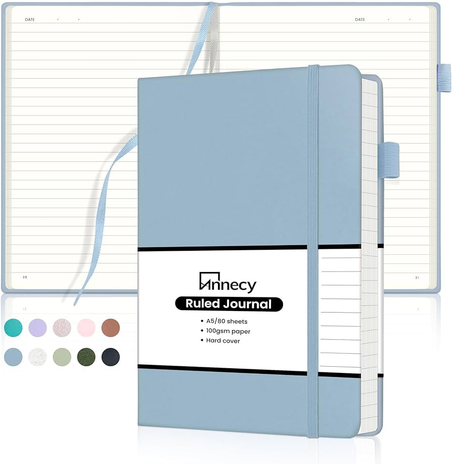 Annecy Lined Journal Notebook, Hardcover Leather Journal for Women & Men, 160 Numbered Pages, Med... | Amazon (US)