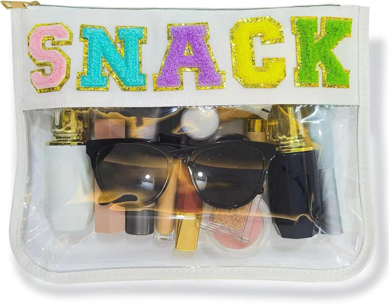 Chenille Letter Clear Bag Nylon Makeup Bag Purse Multi-purpose Portable Waterproof Pouch Clear Fl... | Amazon (US)