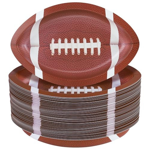 Kochorie 50 Pieces Football Plates 11.5 x 7.5 Inch Football Party Decorations Plastic Serving Trays Snack Serveware for Sports Game Day Birthday Supplies | Amazon (US)