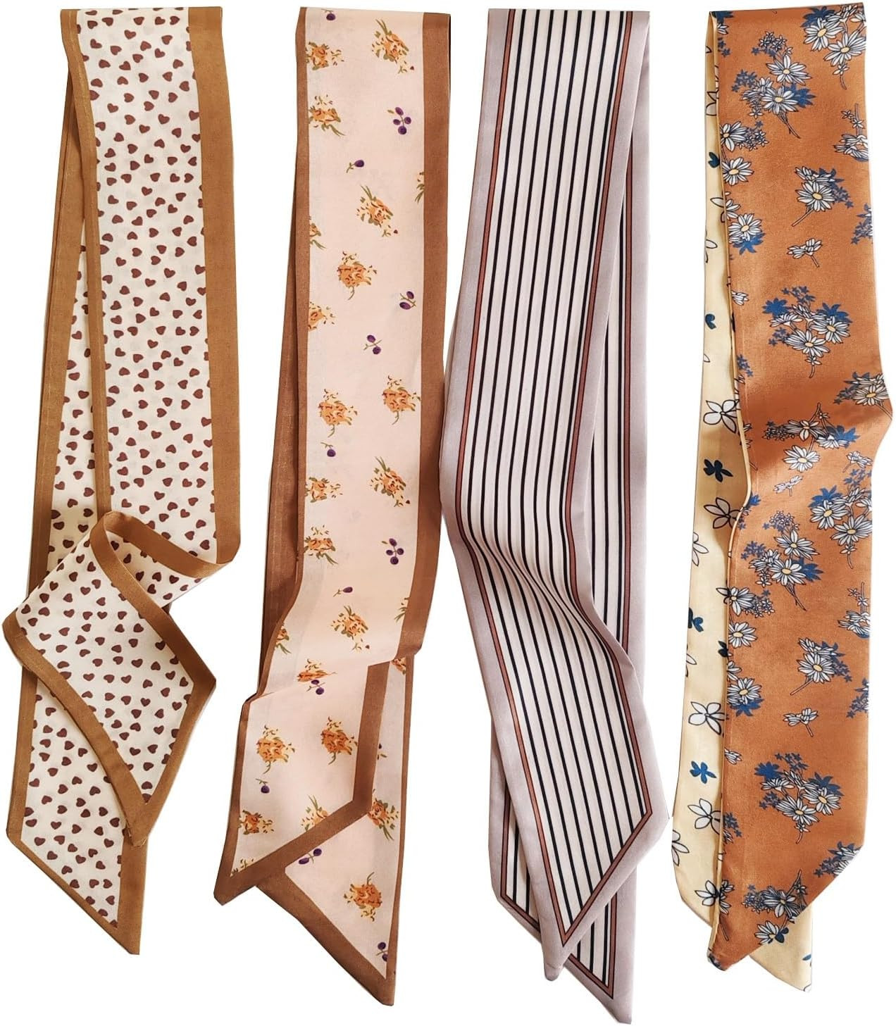 4PCS Hair Scarf Satin Head Scarf for Women Silky Boho Scarves Purse Scarf | Amazon (US)