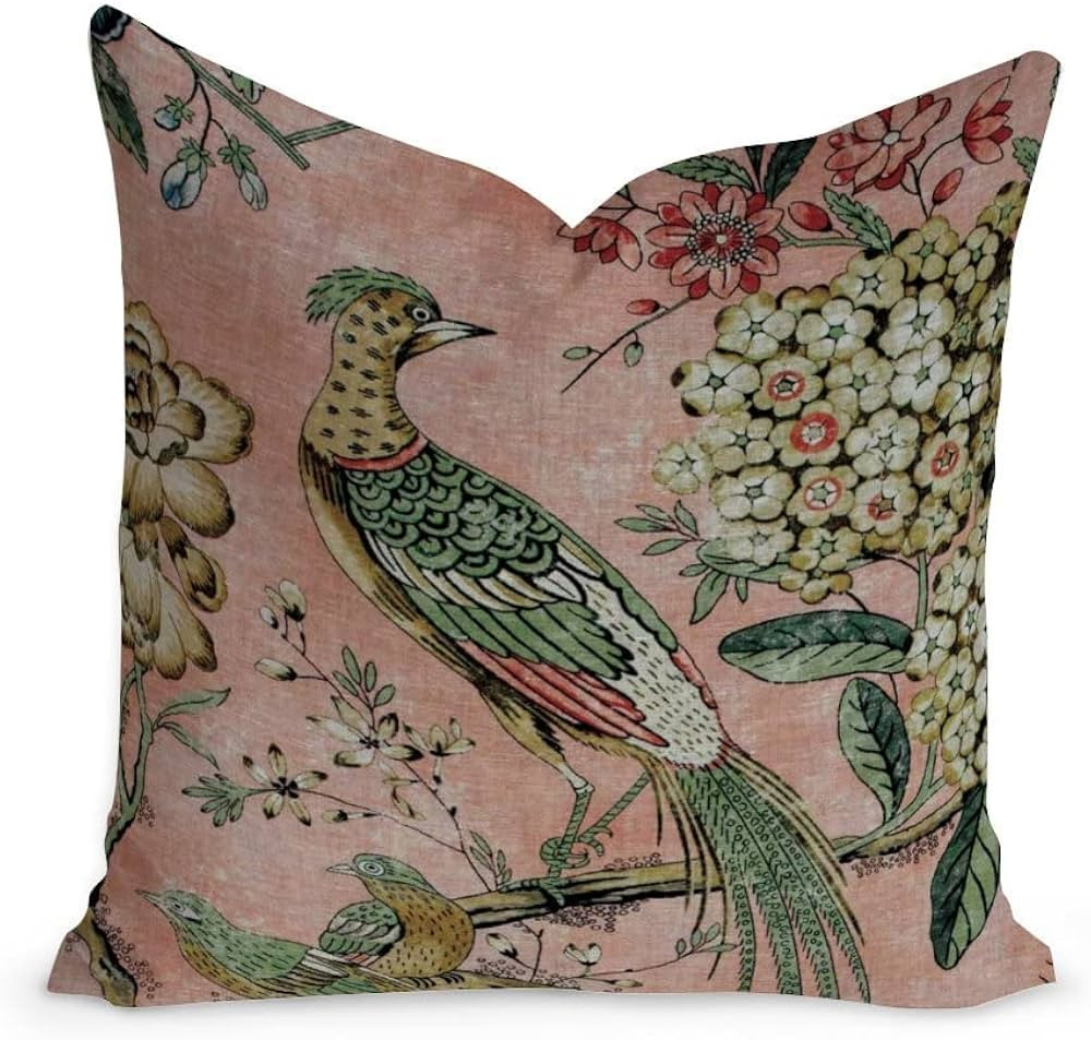 ArogGeld Thibaut Villeneuve Manor Blush Cushion Cover Chinoiserie Pillow Double Side Farmhouse Ac... | Amazon (US)