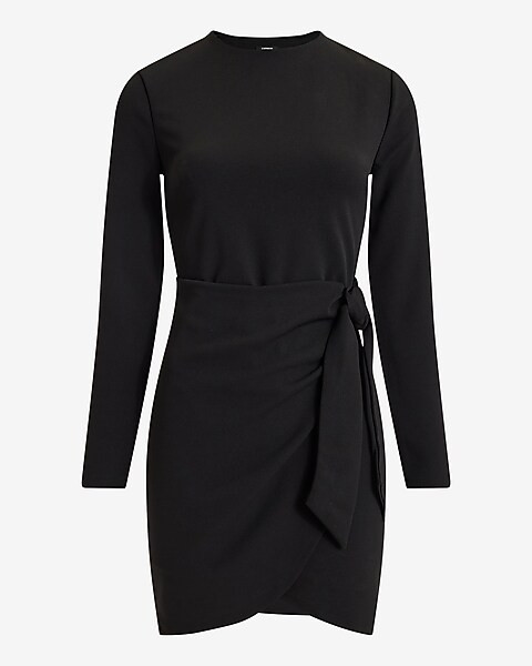 Tie Wrap Long Sleeve Mini Dress | Express
