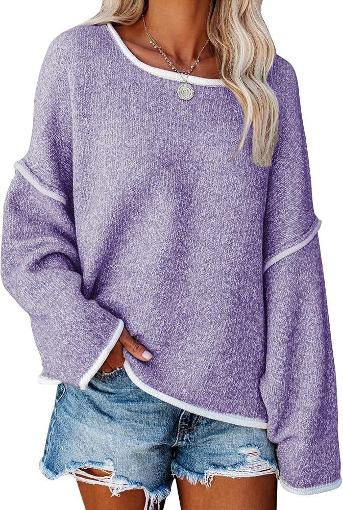 SALENT Women's Casual Oversized Sweaters Loose Soft Chunky Knit Long Batwing Sleeve Pullover Swea... | Amazon (US)