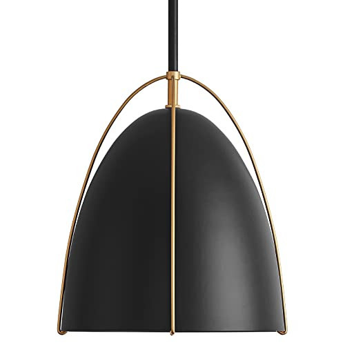 FookChak Black Dome Pendant Light 10in Kitchen Island Pendant Lighting Modern Black & Gold Ceiling Pendant Light Fixture for Kitchen Sink Dining Room, E26 | Amazon (US)