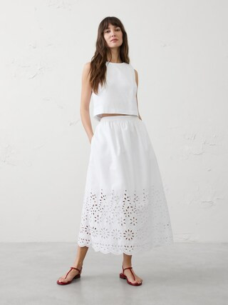 Eyelet Midi Skirt | Banana Republic Factory