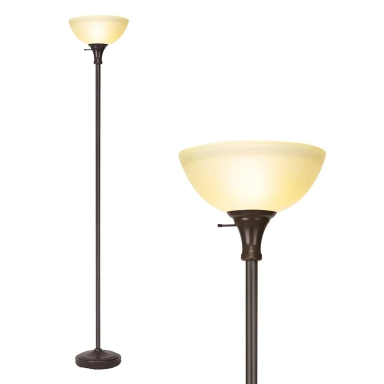 HonoDing 72-inch Elegant Vintage Art Deco Floor Lamp with Frosted White Glass Shade(Brown) | Walmart (US)