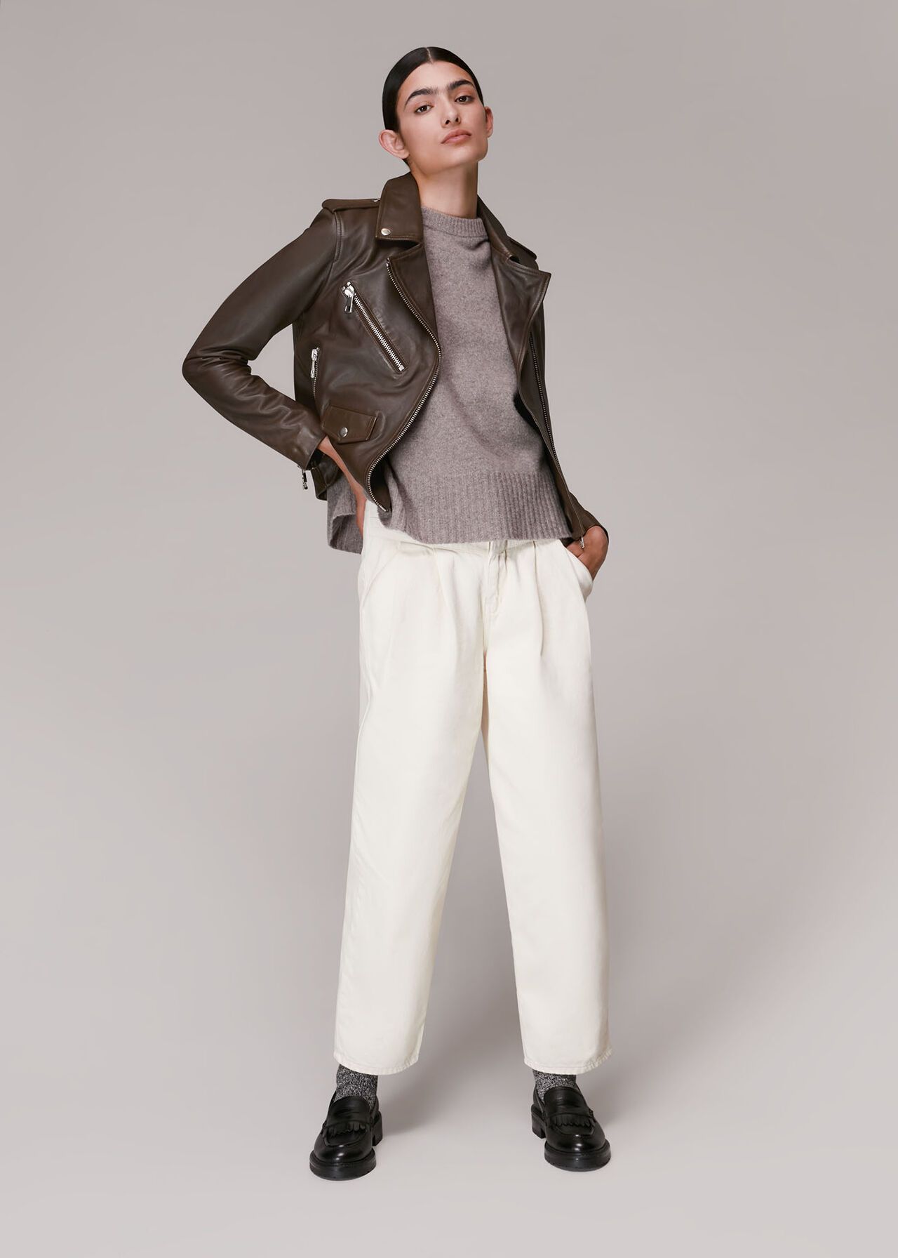 Agnes Pocket Leather Jacket | Whistles