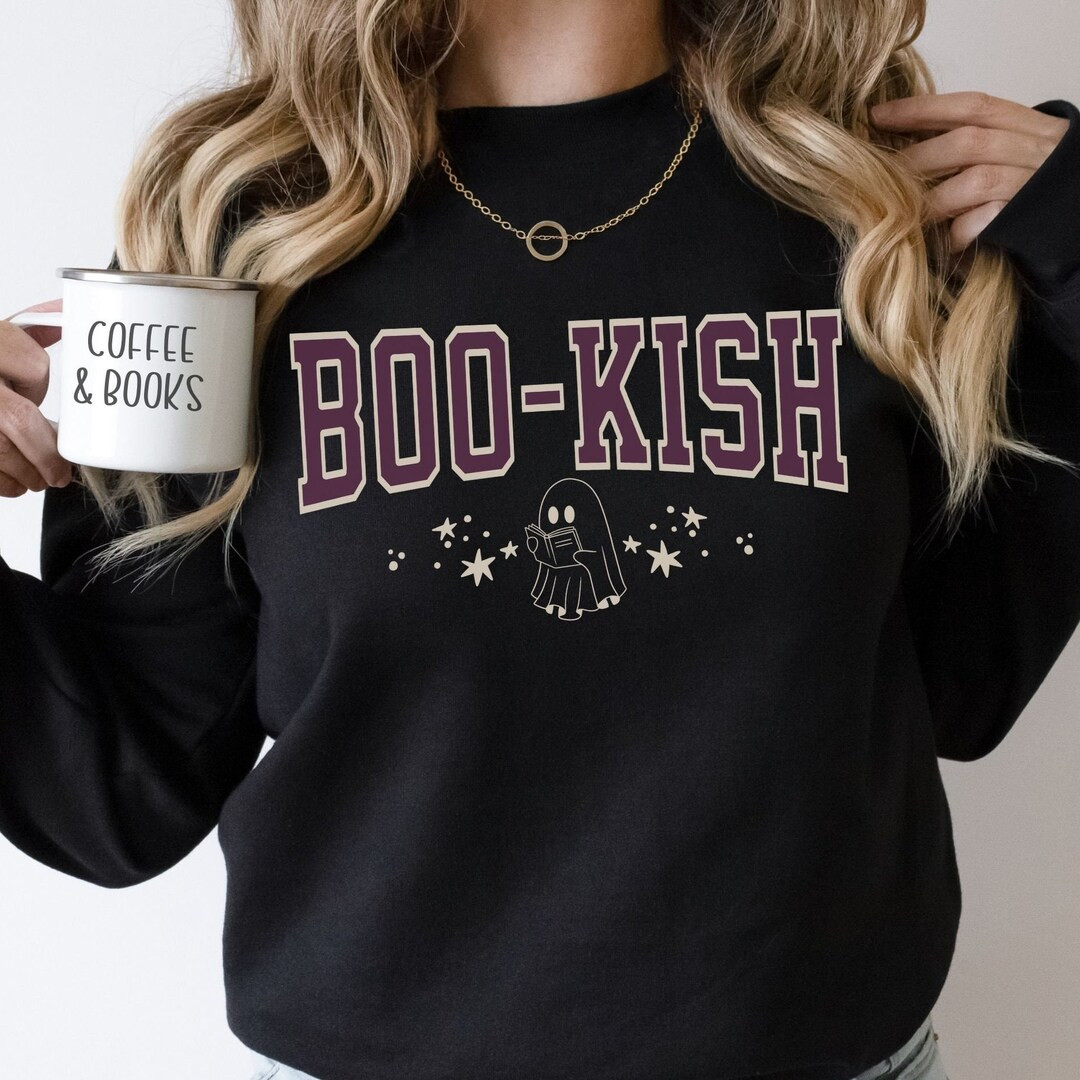 Book Lover Halloween Sweatshirt, Cute Ghost Bookworm Gift, Ghostly Book Nerd Shirt, Spooky Season... | Etsy (US)