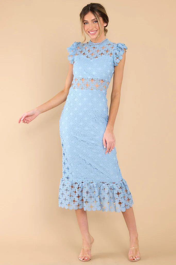 Love's High Hopes Sky Blue Crochet Midi Dress | Red Dress 