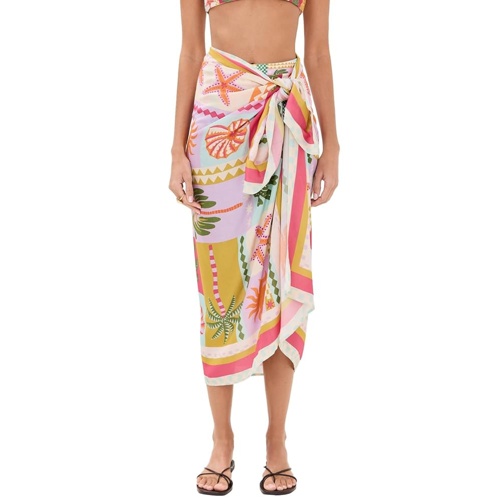 Womens Swimwear Cover Up Skirt 67x45 Summer Beach Long Sarong Swimsuit Floral Pareo Bikini Wrap S... | Amazon (US)