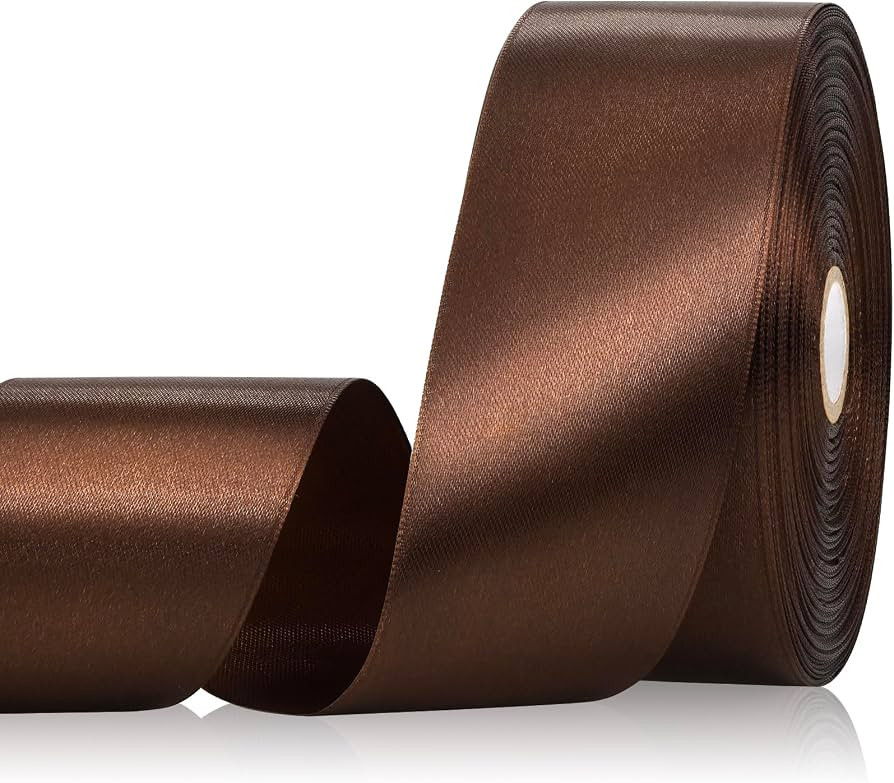 Brown Satin Ribbon 2 Inch 60 Yards, Brown Ribbons for Flower Bouquet, Wedding, Crafts, Gift Wrapp... | Amazon (US)