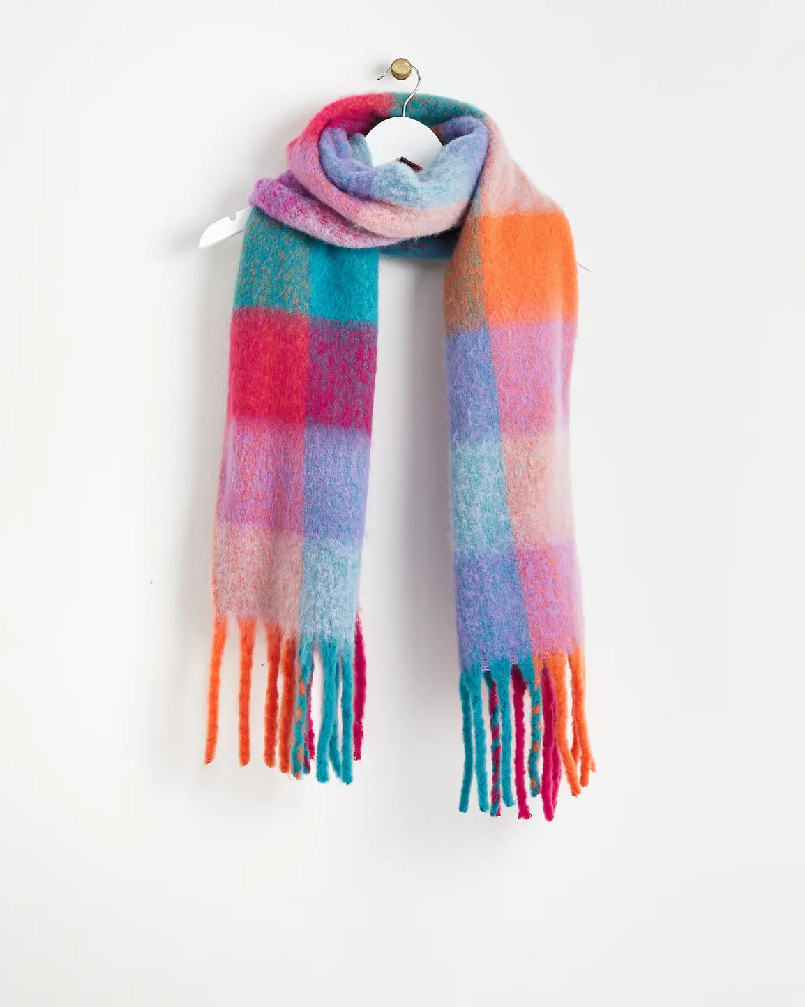 Orange & Pink Check Heavyweight Scarf | Oliver Bonas IE | Oliver Bonas (Global)