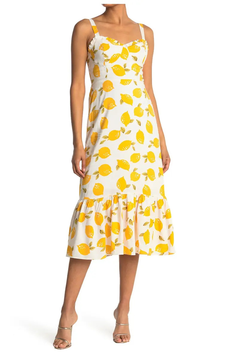 Lemon Print Sleeveless Midi Dress | Nordstrom Rack