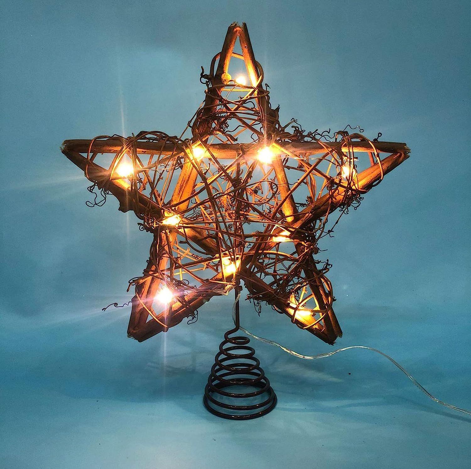 LAWOHO Christmas Tree Topper Star Rustic Rattan Natural Star Treetop 10 inch Farmhouse Xmas Tree ... | Amazon (US)