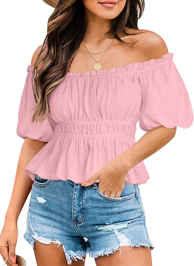 DOROSE Womens Long Sleeve Tops Sexy Casual Off Shoulder Blouses Shirts | Amazon (US)