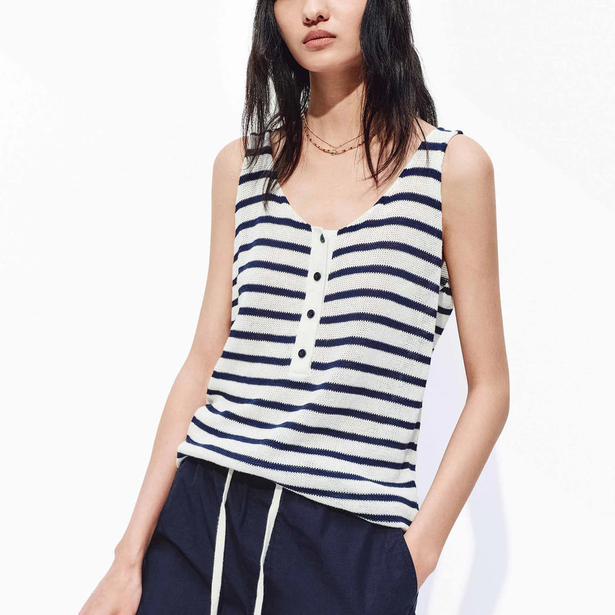 MO&Co. Women's Include Linen Striped Top | MO&Co.