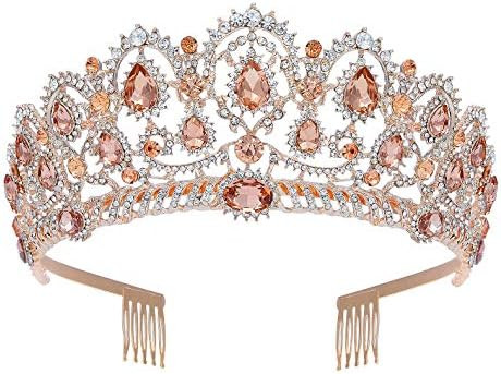 SWEETV Baroque Crown for Women, Princess Tiara Headband with Combs, Rhinestone Costume Accessories f | Amazon (US)
