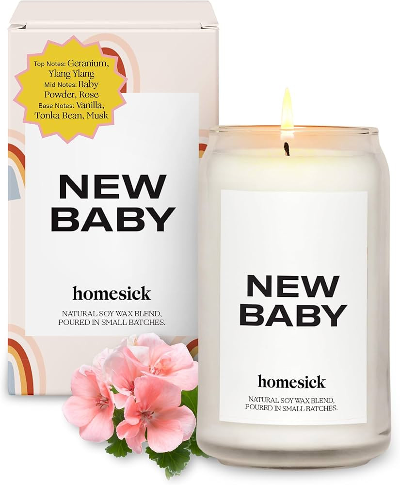 Homesick Scented Candles for Home (New Baby) - 13.75 oz Long-Lasting Natural Soy Wax Blend Jar Ca... | Amazon (US)