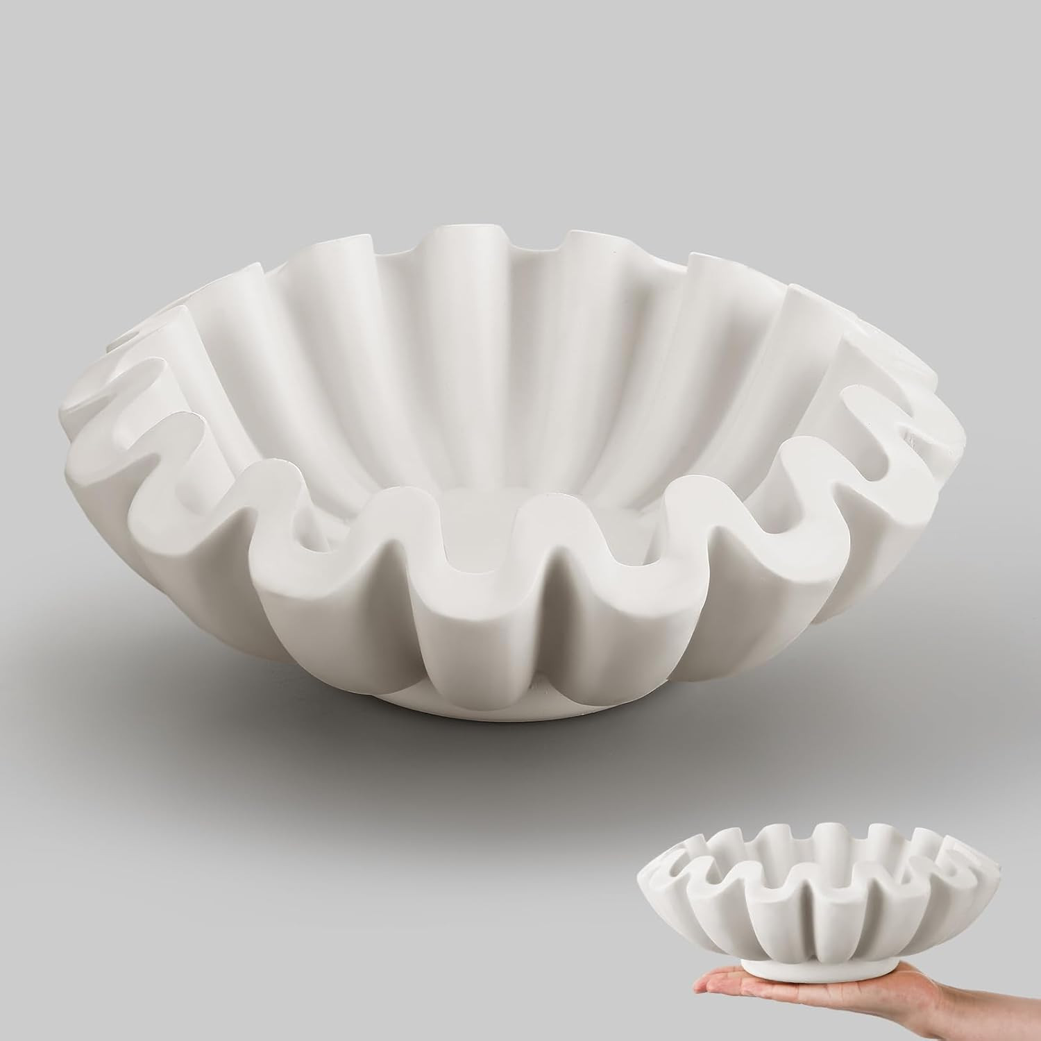 Decorative Bowls for Home Decor HandCrafted Resin Fluted Ruffle Bowl Fruit Scalloped Bowl Key Bow... | Amazon (US)