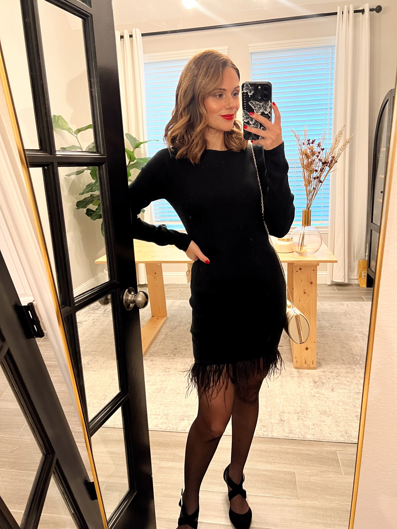 Black dress. Holiday outfit. Long sleeve dress. Chic. Date night. Revolve  

#LTKover40 #LTKHoliday #LTKparties