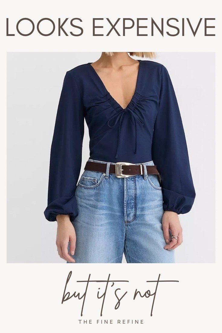 This polished navy top has the drape and detail of a designer piece, making it an easy look-for-less wardrobe upgrade #LookForLess

#LTKSaleAlert #LTKFindsUnder100 #LTKWorkwear