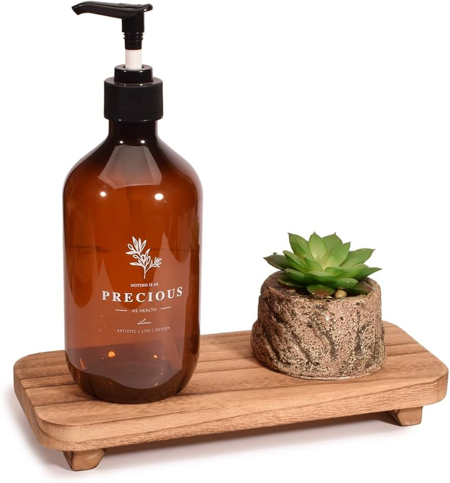 Little Wood Pedestal Soap Stand Decorative Soap Dispenser Tray Farmhouse Wooden Risers for Displa... | Amazon (US)