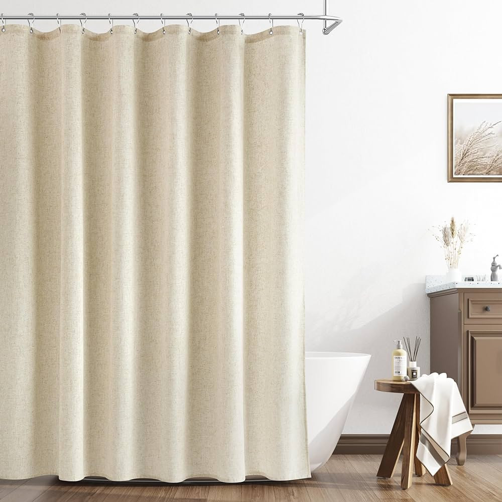 Naturoom Natural Linen Shower Curtain, Country Boho Farmhouse Bath Decor Beige Shower Curtains fo... | Amazon (US)