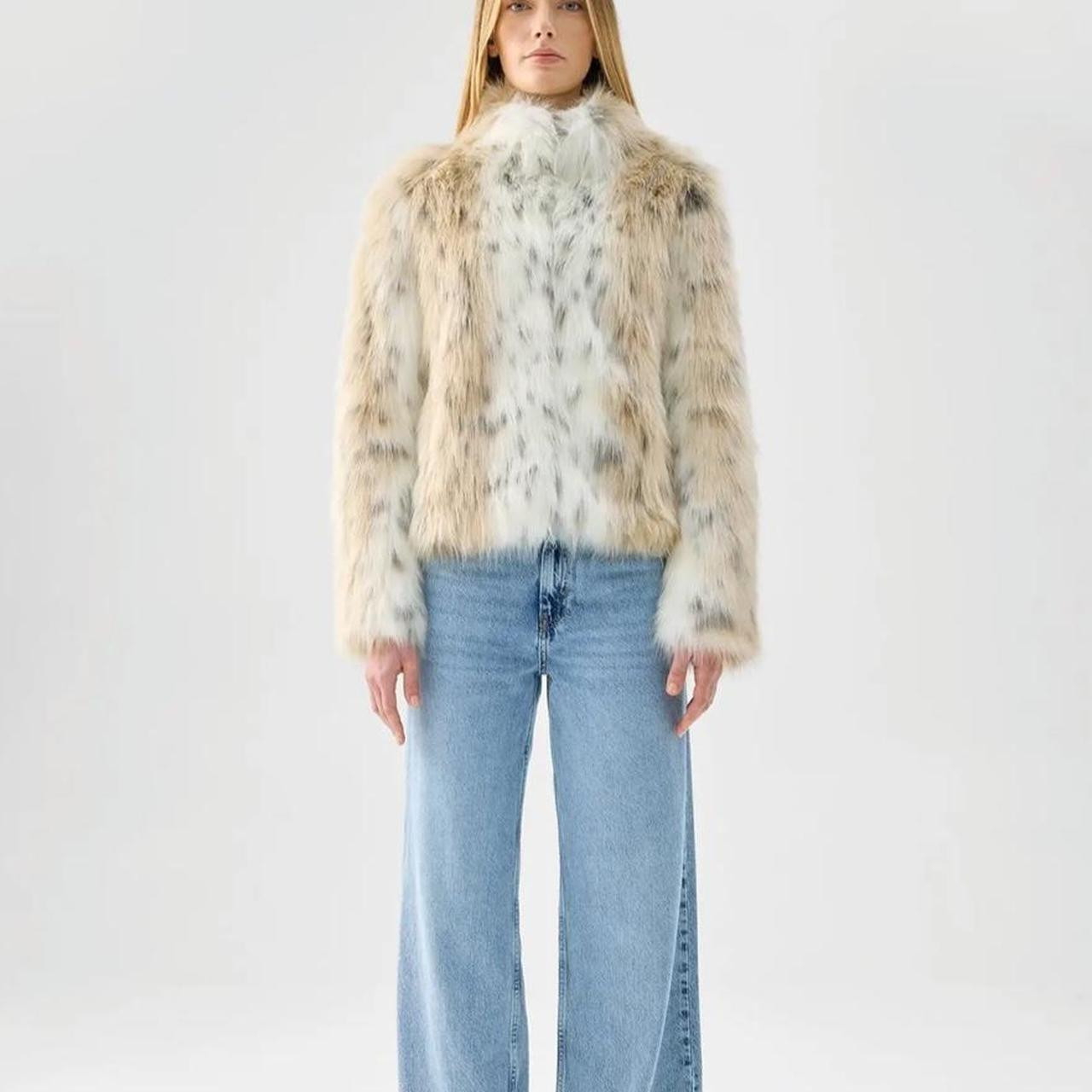 Unreal Fur Women's Jacket - Blue/Cream | Depop AU