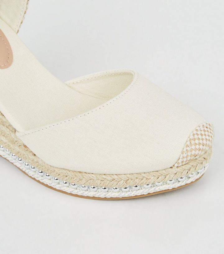 Off White Canvas Beaded Espadrille Wedges
						
						Add to Saved Items
						Remove from Saved... | New Look (UK)
