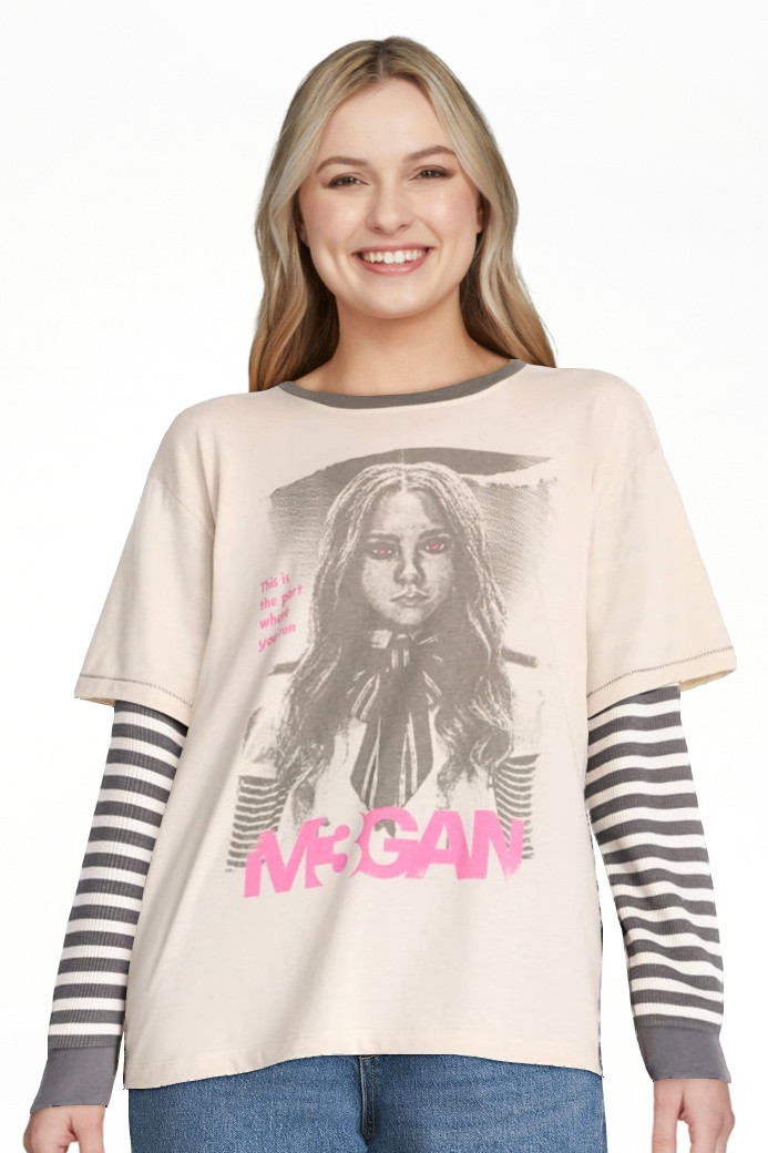 M3GAN Women's Halloween Layered Look Graphic Tee with Long Sleeves, Sizes XXS-XXL | Walmart (US)
