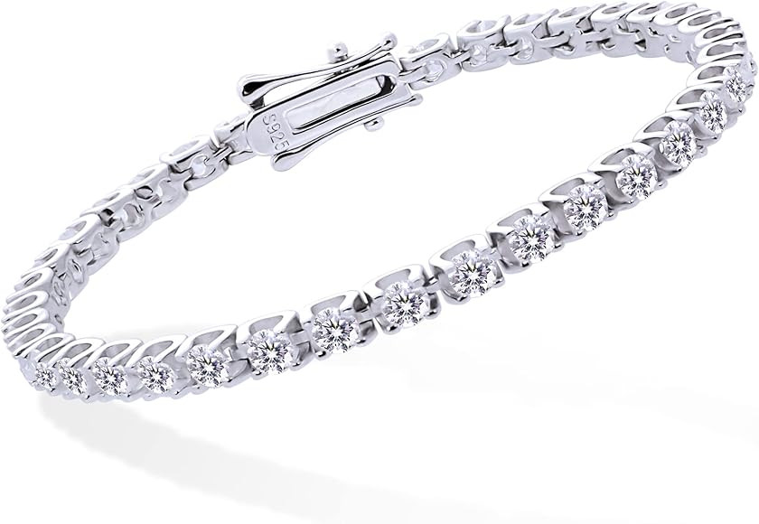 Moissanite Tennis Bracelets for Women, 18K White/Yellow Gold Plated Sterling Silver Mens Bracelet... | Amazon (US)