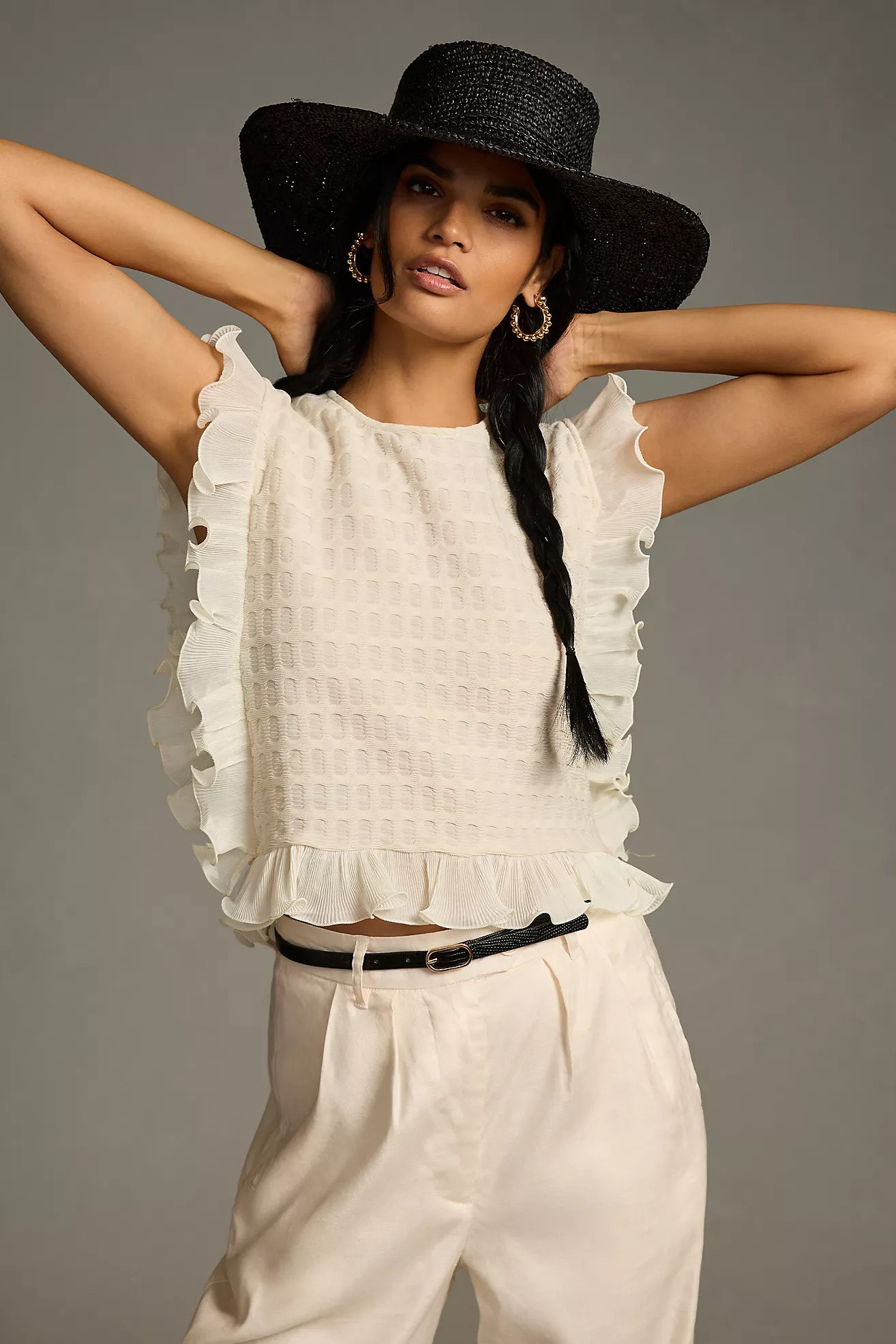 Blue Tassel Ruffle-Trim Sleeveless Top | Anthropologie (US)