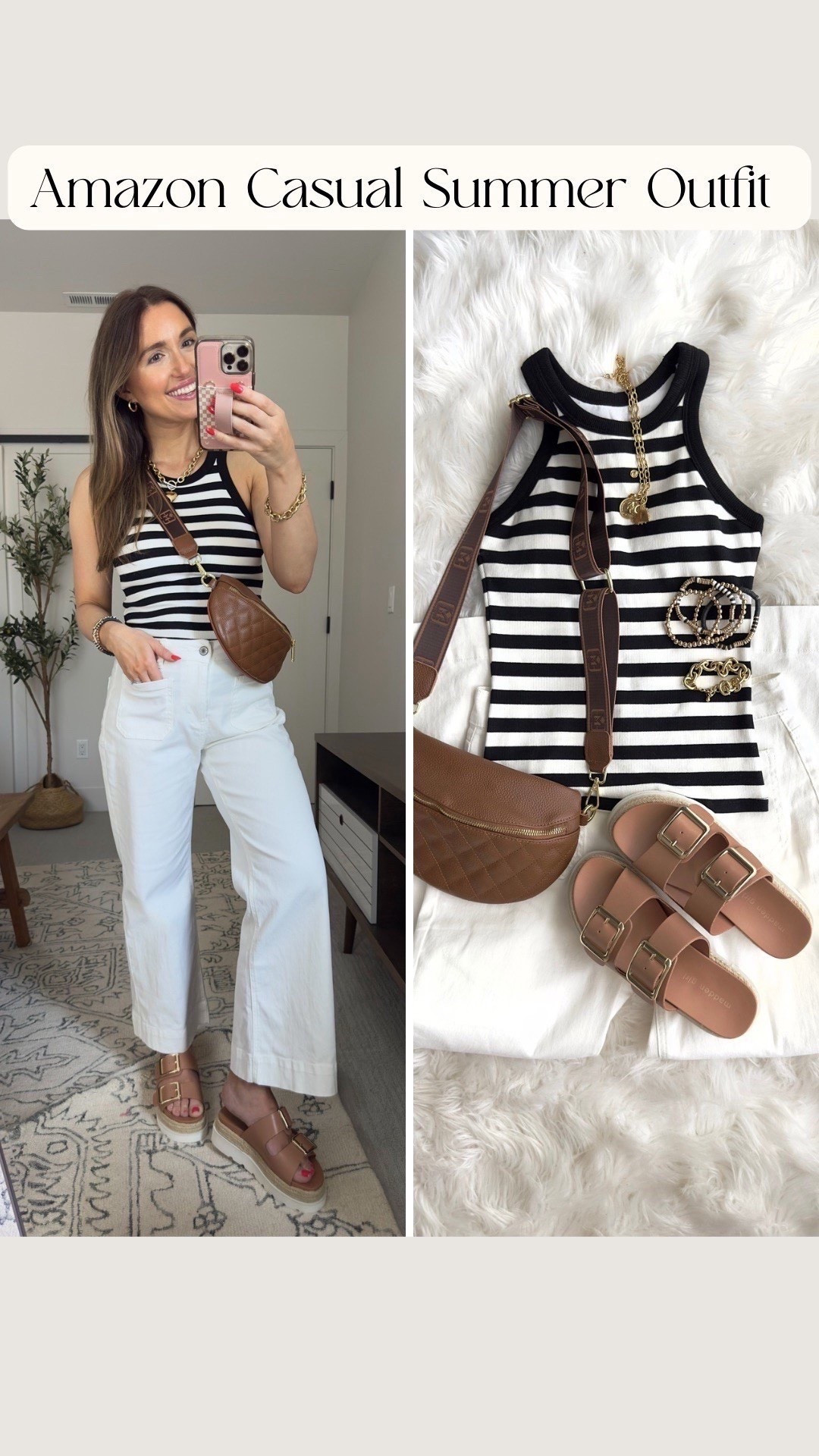 Amazon summer outfit idea! The best white jeans on Amazon right now! Stretchy and not see through. I’m wearing size S here. I’m 5’3”
*tank top has built in bra and so comfy! Wearing Small


#LTKStyleTip 

#LTKootd #LTKSeasonal #LTKTravel