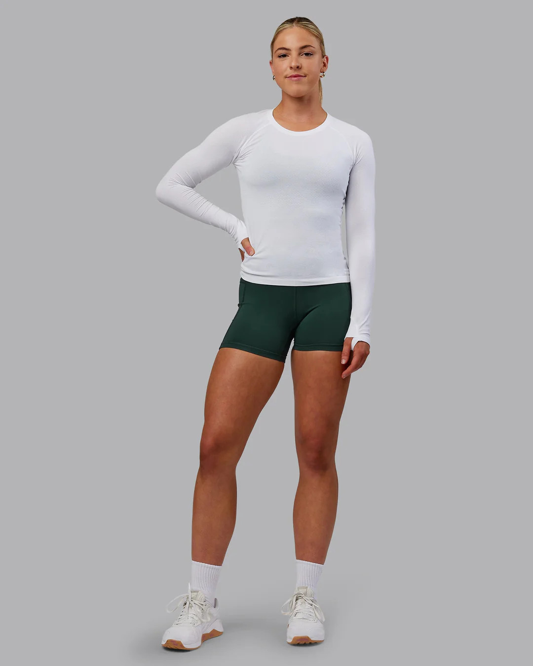 Womens AeroFLX+ Seamless Long Sleeve Tee - White | LSKD | LSKD