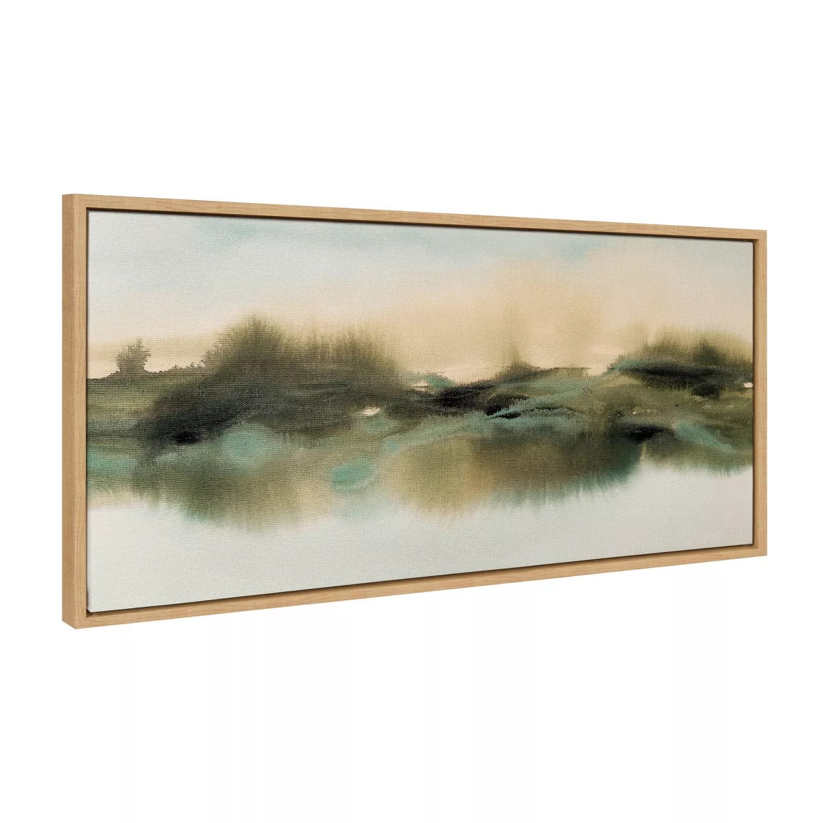 18" x 40" Sylvie Tranquil Meadows Framed Canvas by Amy Lighthall Gold: Rustic Wall Art, Horizonta... | Target