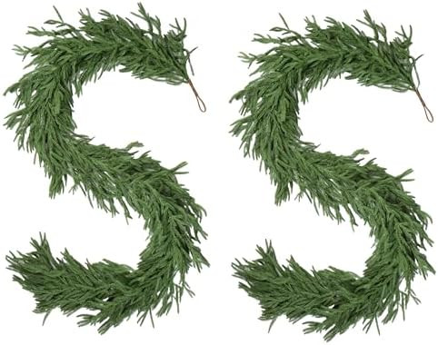 2 PCS 6FT Norfolk Pine Garland Realistic - 72" Thick Deluxe Faux Christmas Greenery Garland Artif... | Amazon (US)
