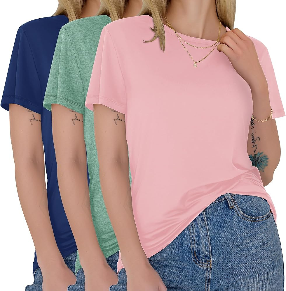 GAYHAY 3 Pack Womens T-Shirts - Short Sleeve Spring Summer Tops Crew Neck Trendy Casual Work Soft... | Amazon (US)